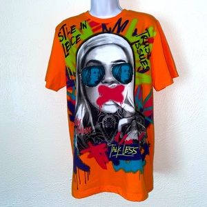 FRPLY URBAN GRAFFITI TEE, NEW (no tags). Painted and appliqués stitched. Size M.